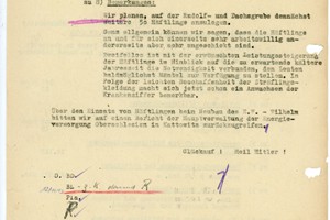 Sprawozdanie skierowane przez EVO do KL Auschwitz dotyczące zatrudnienia więźniów we wrześniu 1943 roku.