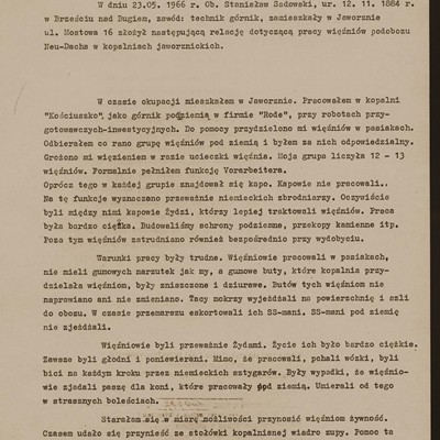 Relacja Stanisława Sadowskiego 1/3