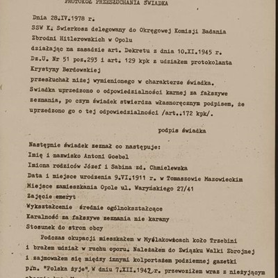 Protokół przesłuchania Antoniego Goebl 3/7