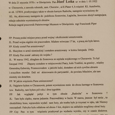 Relacja Józefa Lotki 1/9