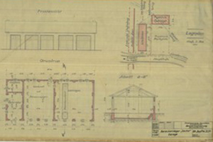 Plan garaży usytuowanych obok wartowni.